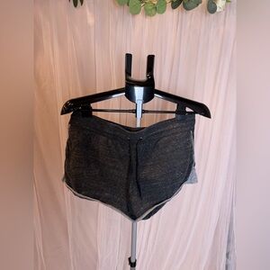 Dark Gray Knit Lounge Shorts Drawstring Soft Casual Shorts